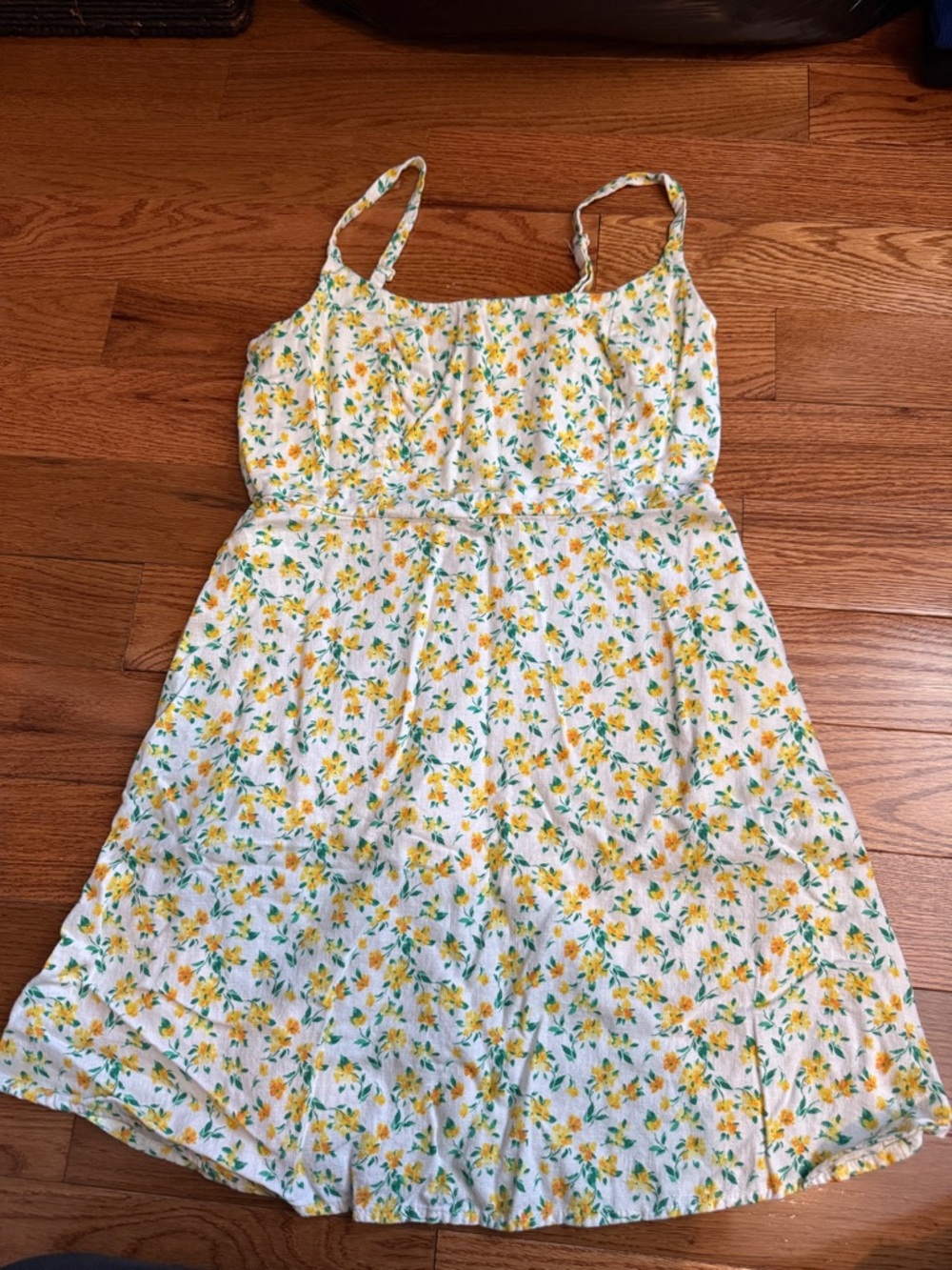Old Navy White Dress with Yellow Floral Print